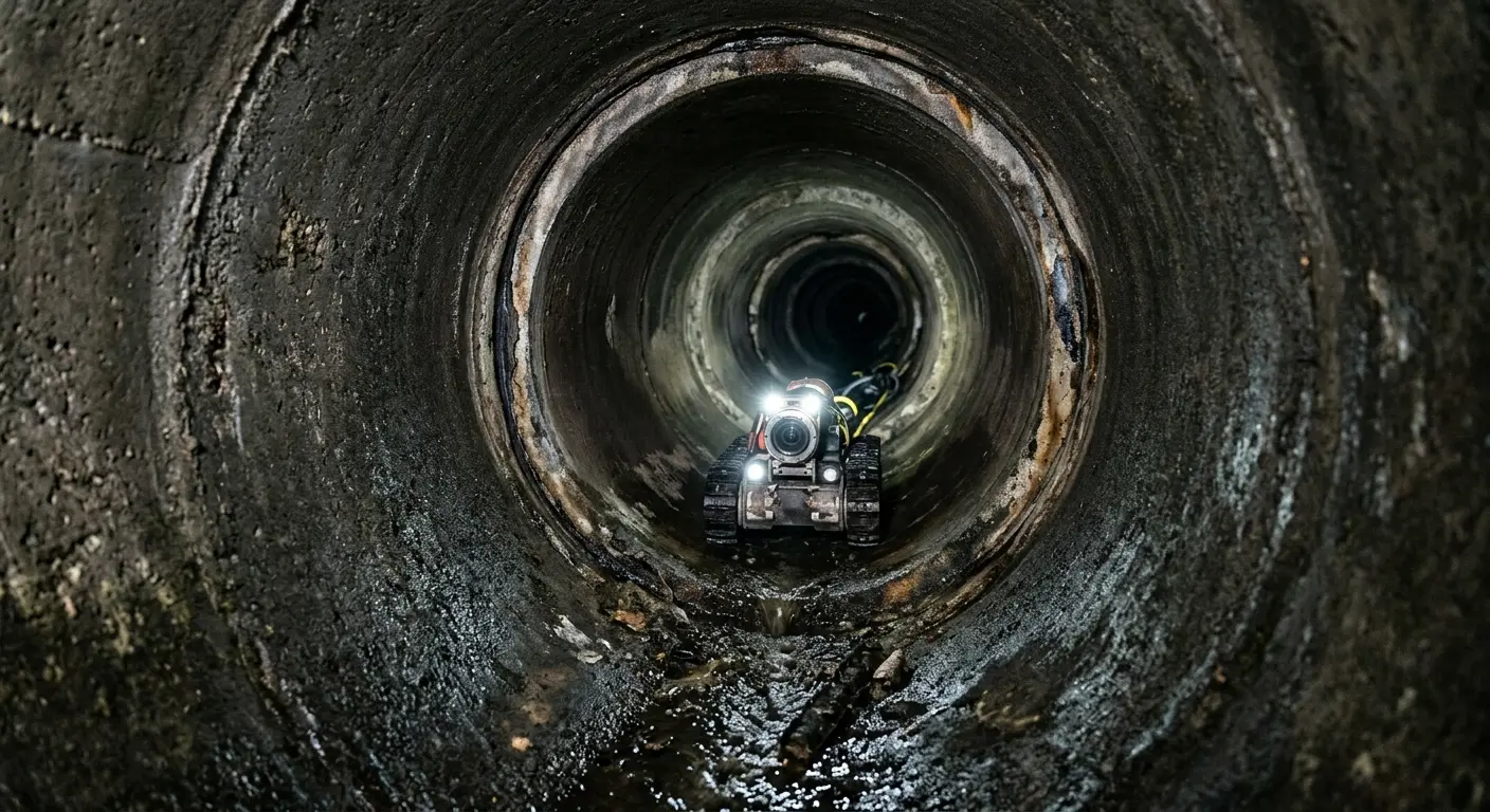 Robotic sewer camera inspecting pipe interior for Sewer Line Repair in Northbridge